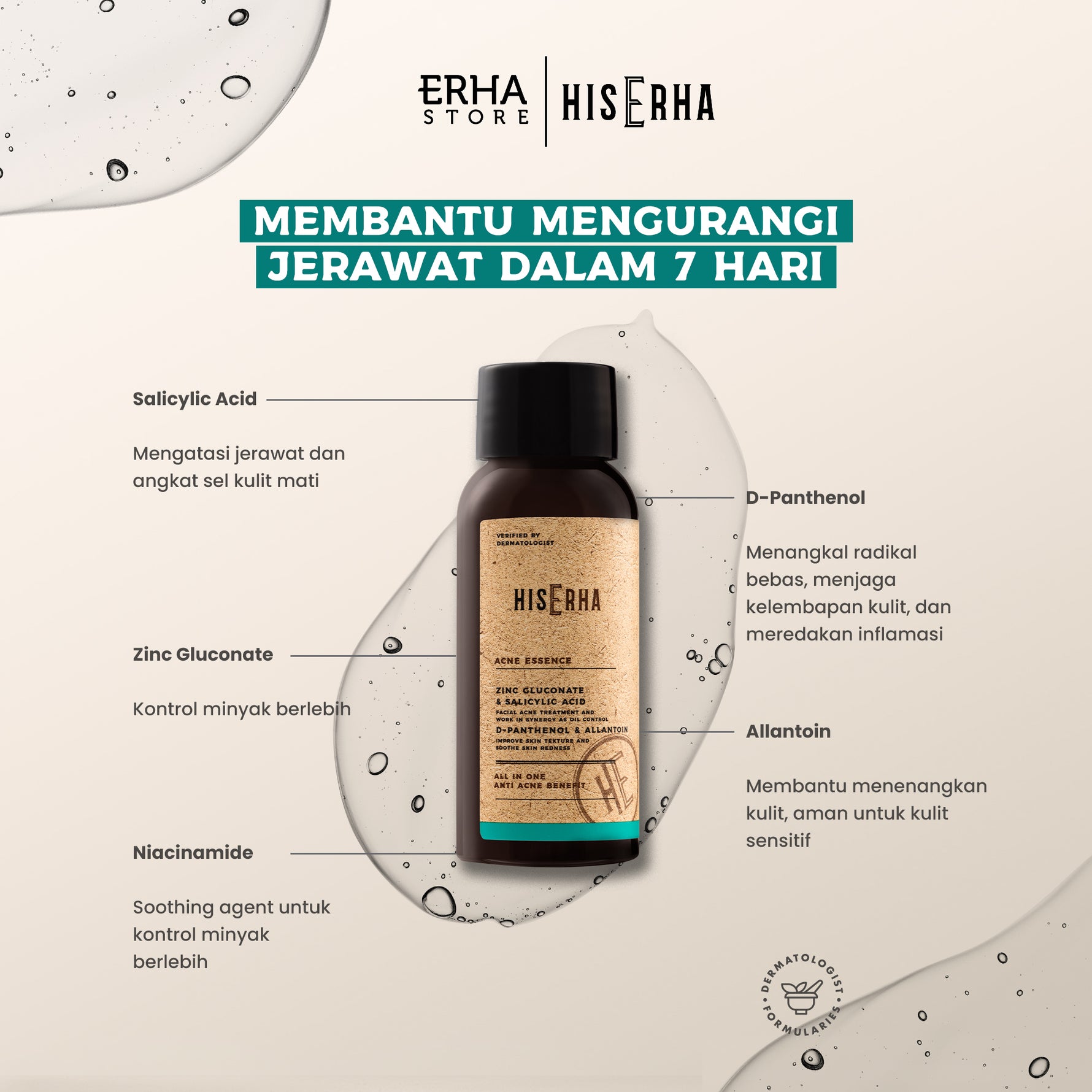 HIS ERHA Mantools Set - Rangkaian untuk Kulit BerjerawatHIS ERHA Paket Lengkap Facial Wash, Serum, Sunscreen Pelembap Brightening / Acne - Set untuk Mencerahkan Wajah Kusam, Lawan Jerawat / Minyak khusus Pria, Verified by Dermatologist, Niacinamide, Salic