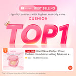 Glad2Glow 2lN1 VELVET MAKEUP SET-LOOSE POWDER+CUSHION Coverage Tinggi Second Skin Flawless Semi Matte Transferproof Tahan Lama instan Blurring Minyak Extract Air Blurry Technology