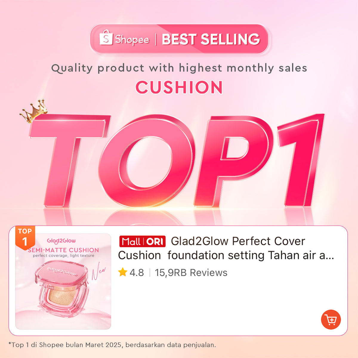 Glad2Glow Perfect Cover Cushion Foundation Waterproof Make Up Setting Concealer BB Cream Tahan Lama Hingga 12 Jam Hasil Akhir Glowing Dan Menyatu Dengan Warna Kulit Tekstur Ringan Di Wajah Full Coverage Velvet To Matte g2glow official store