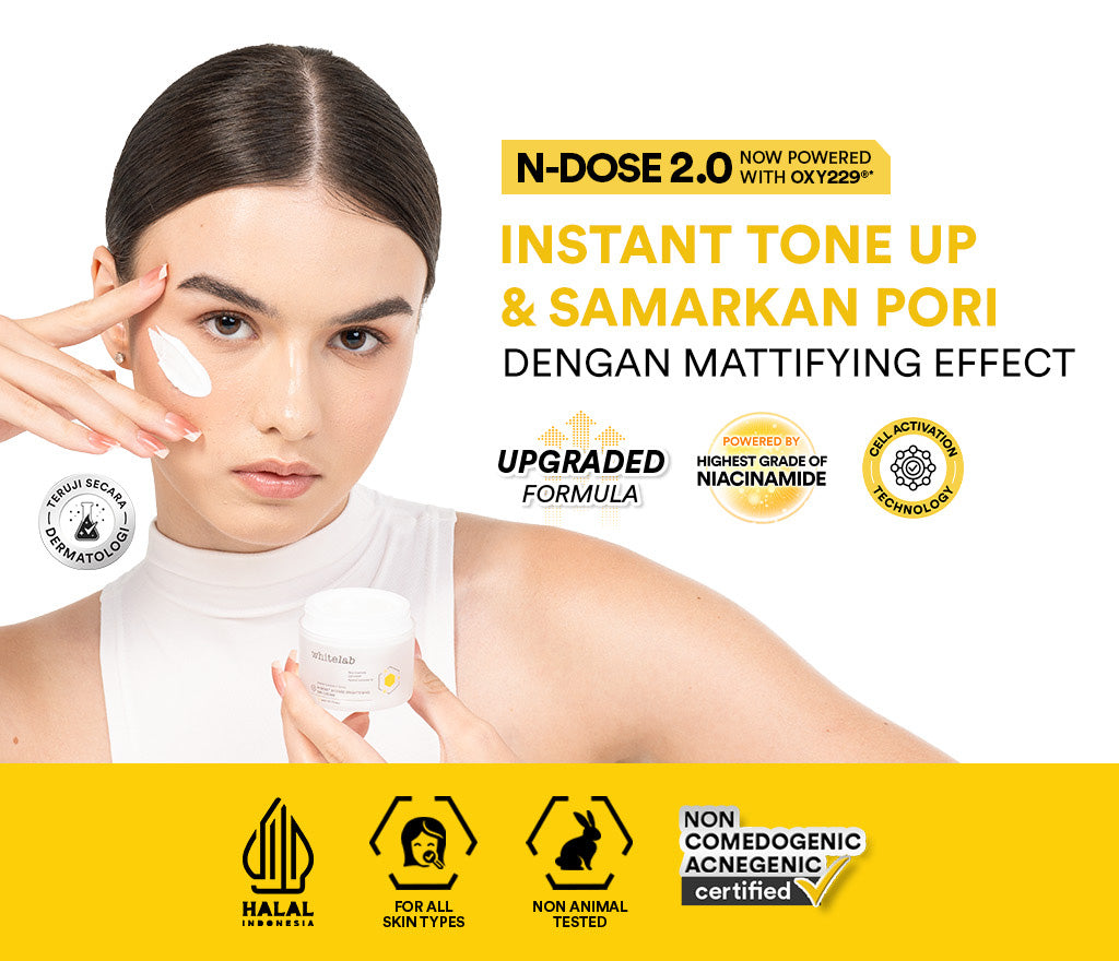 Whitelab Day Cream Brightening  - Pelembap Krim Pagi Pencerah Wajah Untuk Kulit Oily N-Dose+ 2.0
