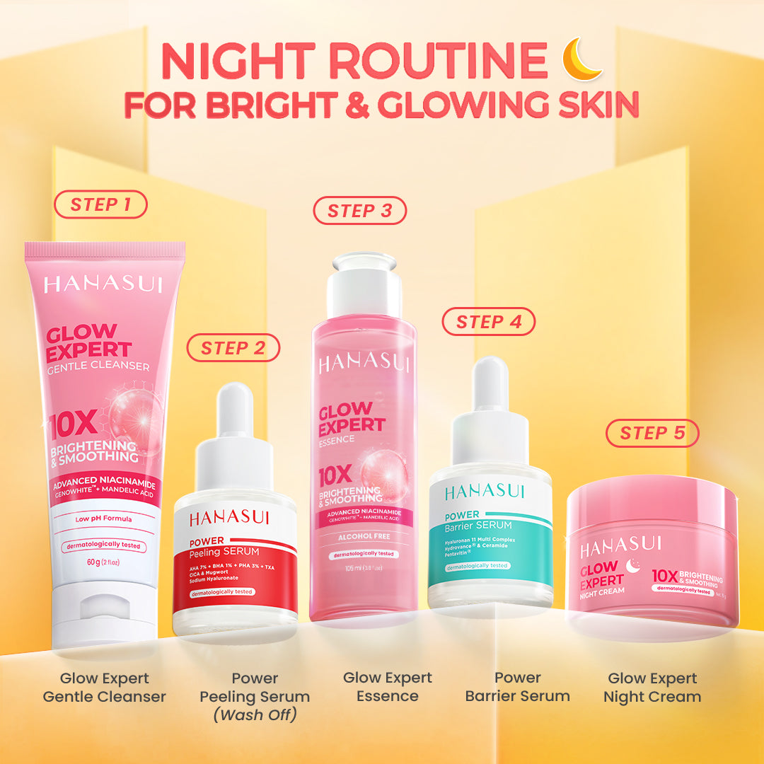 Hanasui Power Peeling Serum -  Eksfoliasi Wajah Mencerahkan, Angkat Sel Kulit Mati Komedo, Kulit Tidak Iritasi Kering