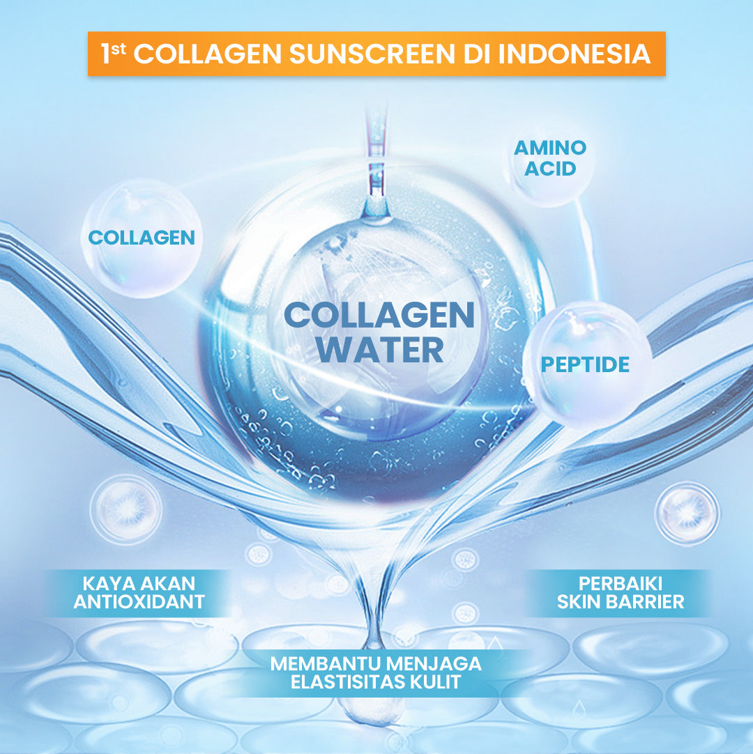 Hanasui Collagen Water Sunscreen SPF 30 - Ringan & Mencerahkan Kulit No Whitecast Tidak Kusam Berminyak