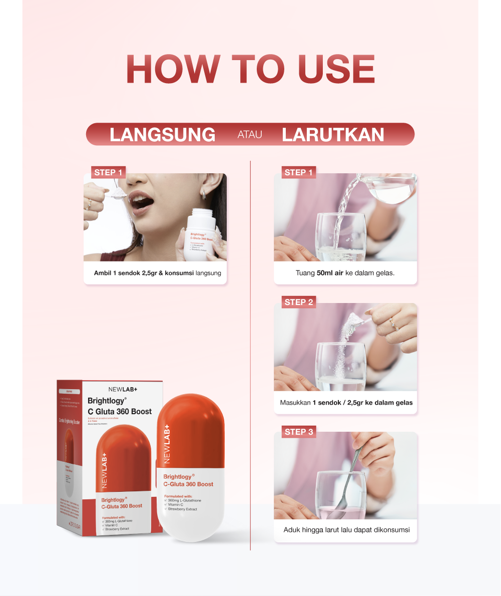 NEWLAB Brightlogy C-Gluta 360 Boost || Minuman Glutathione untuk Pemutih Badan || Glutathione Kapsul || Glutathione Whitening 50gr
