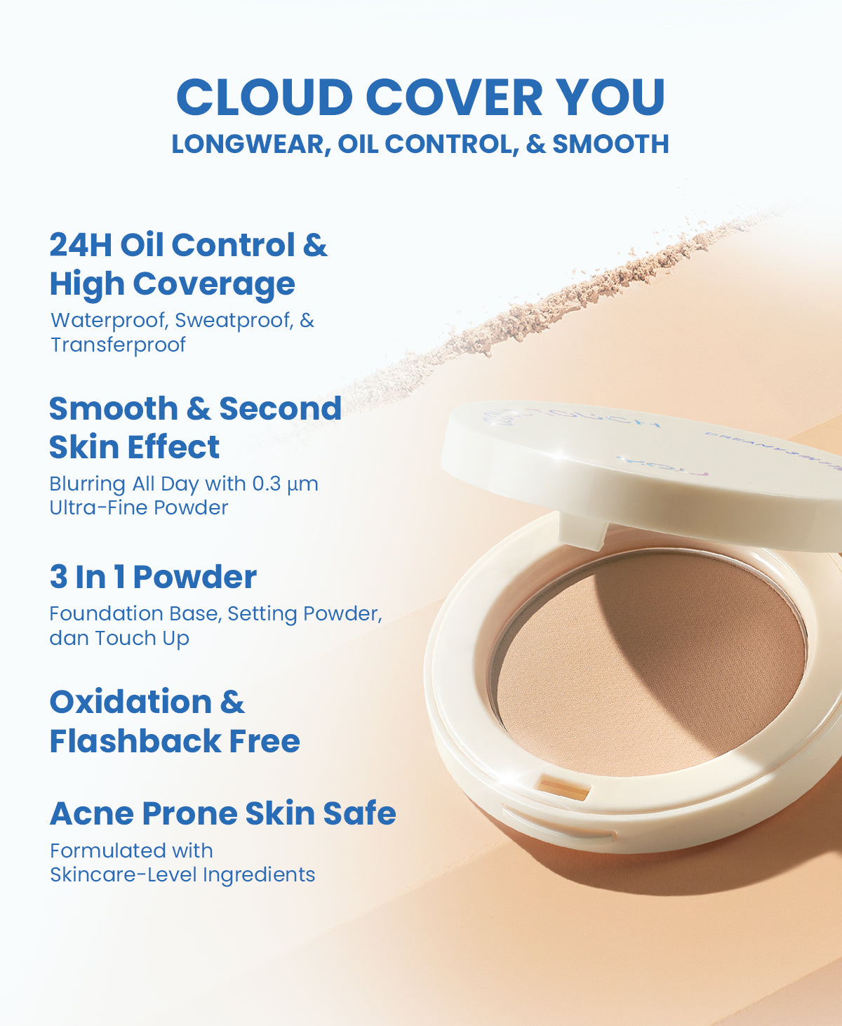 YOU Cloud Touch Dreamy 3 in 1 Two Way Cake Bedak Padat Two Way Cake Makeup