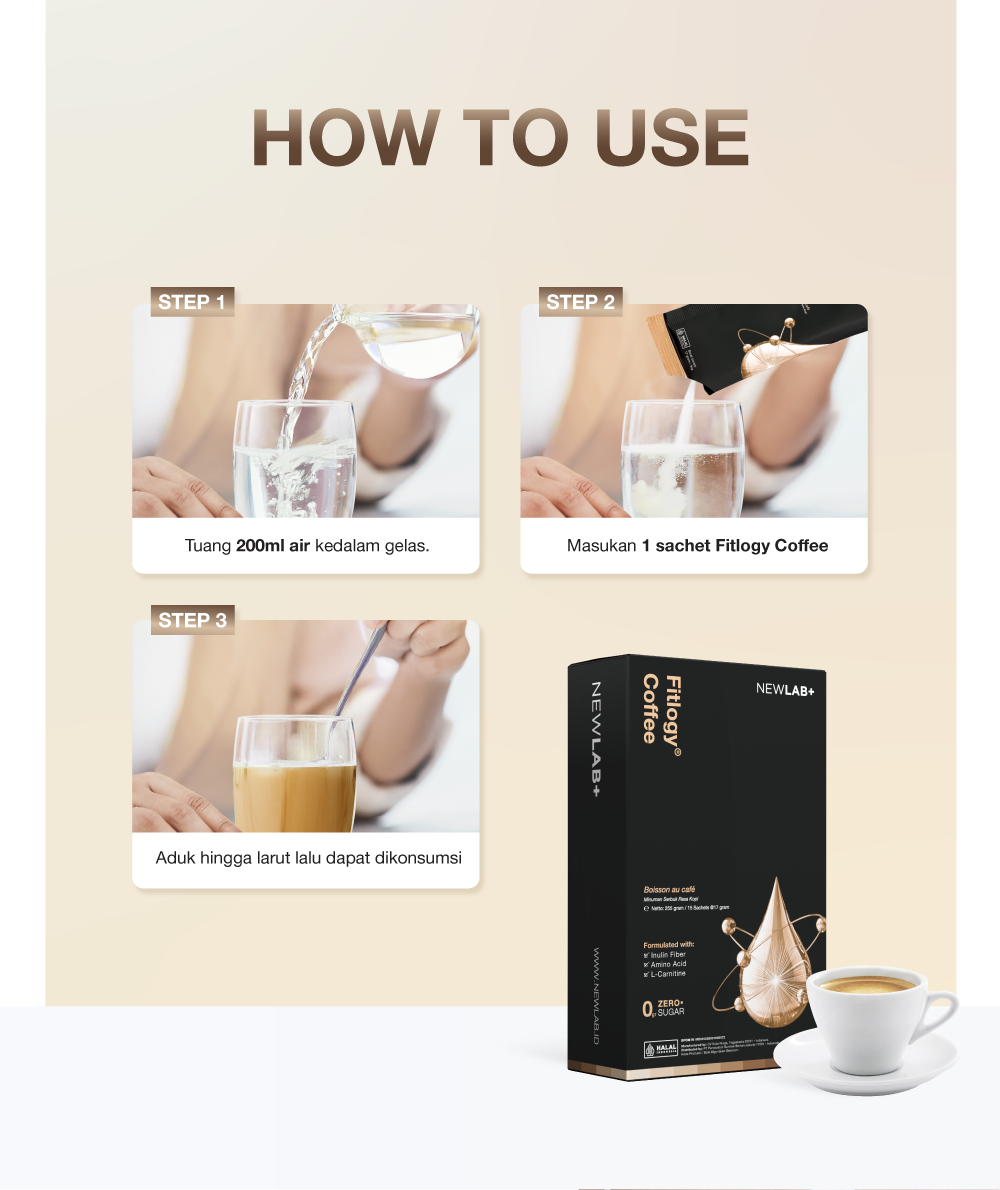 NEWLAB Fitlogy Coffee | Kopi Sehat untuk Kontrol Berat Badan & Gut Health | L-Karnitin & Garcinia Pelangsing Badan  15 Sachet