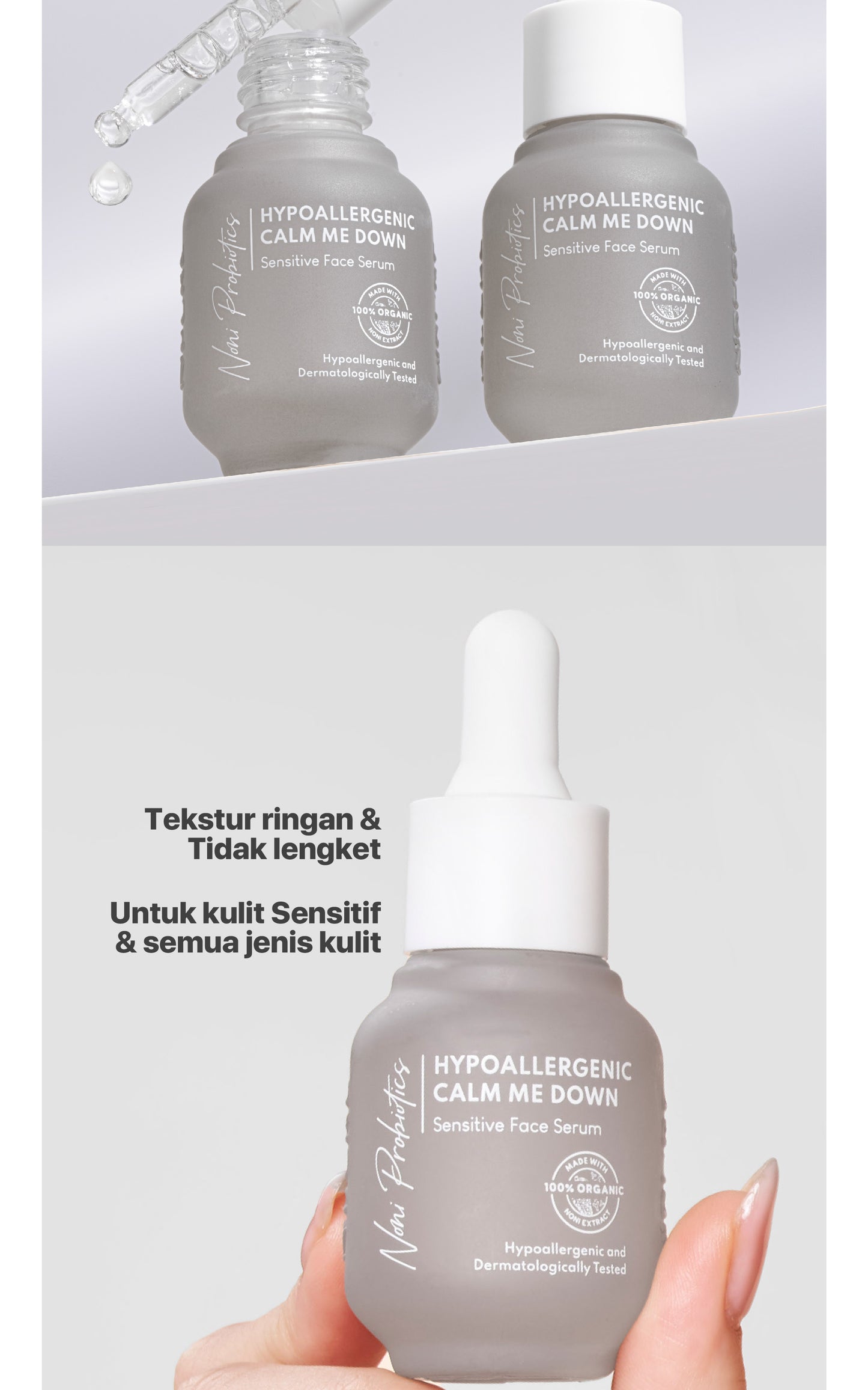 NONI SERUM - NPURE NONI PROBIOTICS HYPOALLERGENIC “CALM ME DOWN” SENSITIVE FACE SERUM / Serum Wajah Hypoallergenic Sensitif Kemerahan / Semua Jenis Kulit / Ceramide
