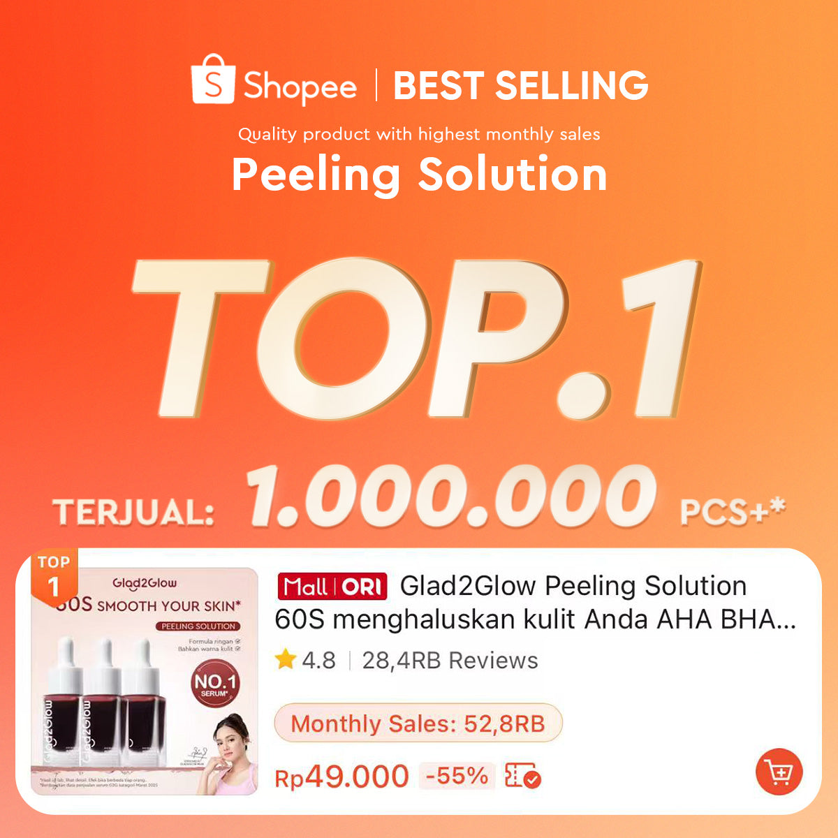 Glad2Glow Peeling Solution Serum Eksfoliasi Wajah 60S Menghaluskan Kulit Anda AHA BHA PHA Intensive serum vitamin c serum wajah white serum wajah glowing dan putih peeling exfoliating serum niacinamide Bahkan warna kulit kulit halus g2glow official store
