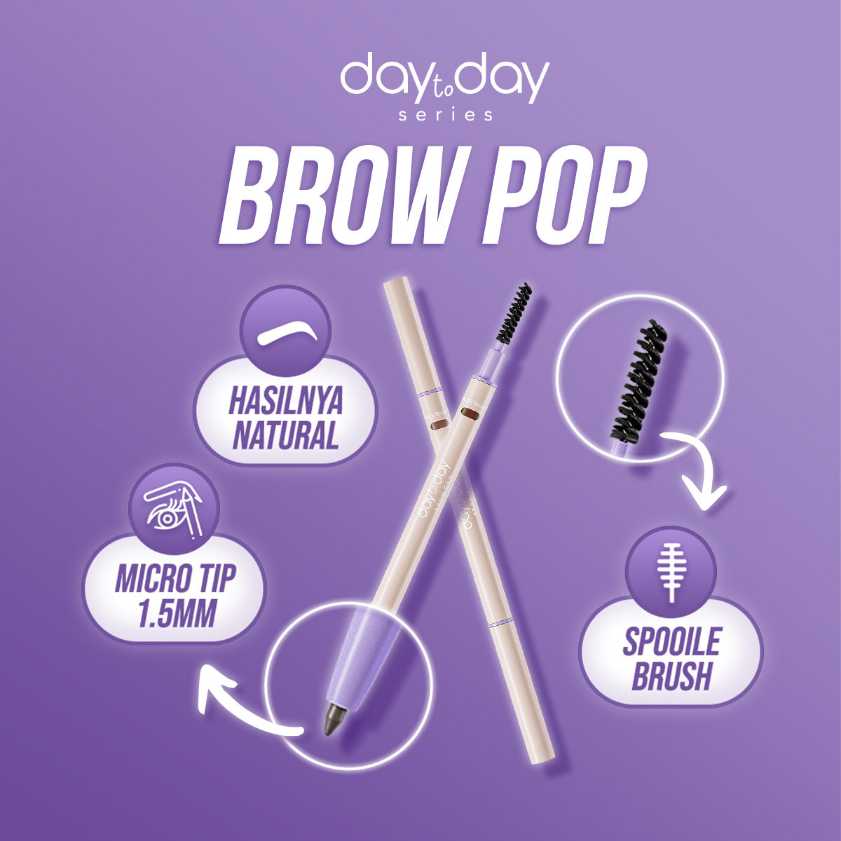 Implora Day To Day Brow Pop | Pensil Alis tahan lama & waterproof