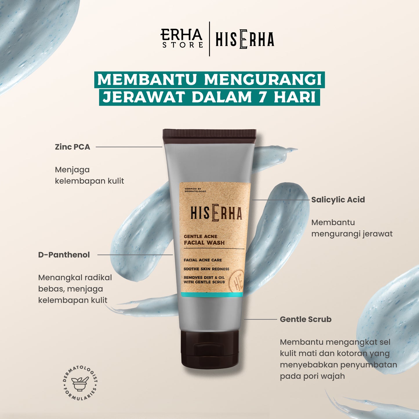 HIS ERHA Mantools Set - Rangkaian untuk Kulit BerjerawatHIS ERHA Paket Lengkap Facial Wash, Serum, Sunscreen Pelembap Brightening / Acne - Set untuk Mencerahkan Wajah Kusam, Lawan Jerawat / Minyak khusus Pria, Verified by Dermatologist, Niacinamide, Salic