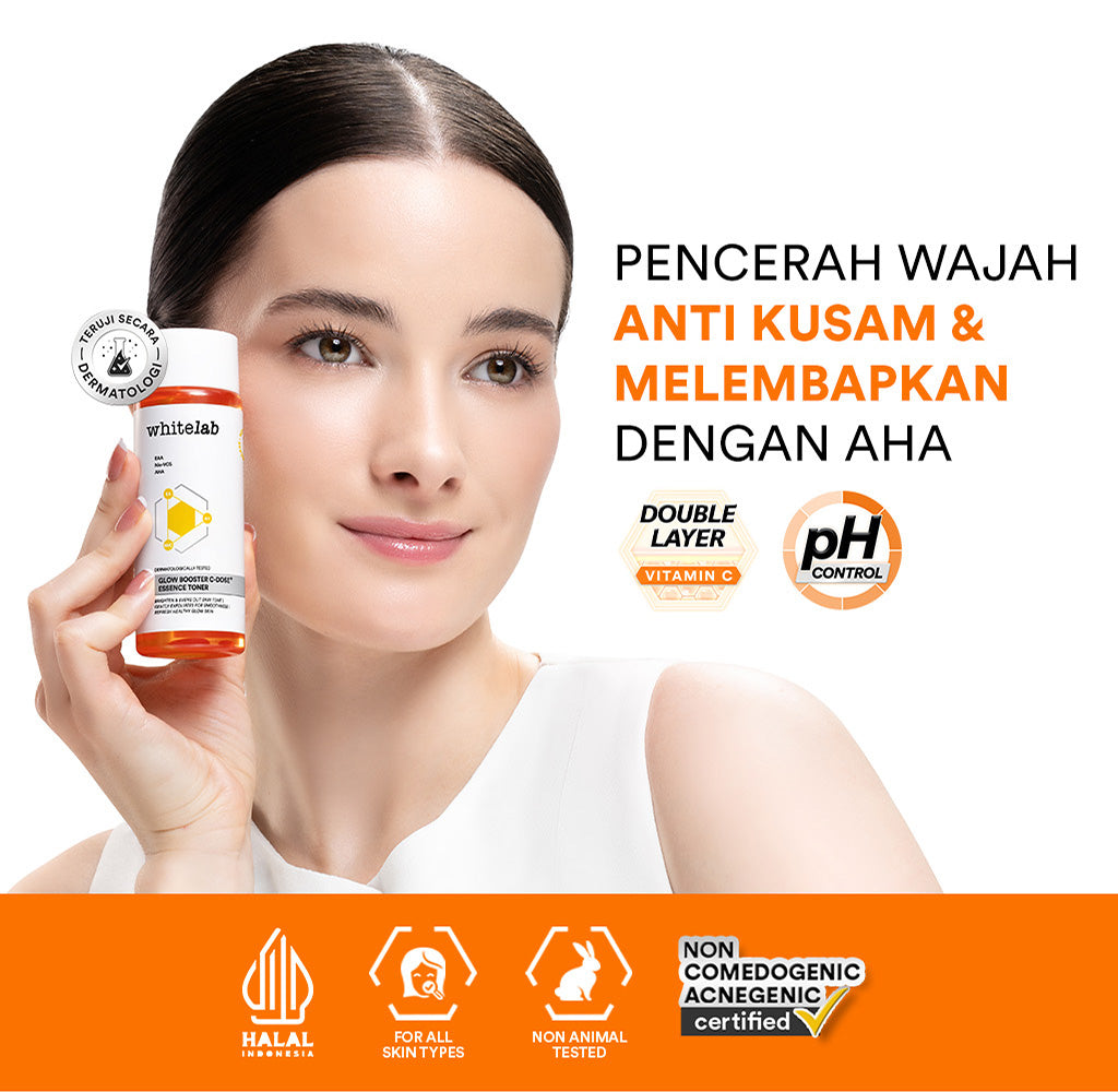 Whitelab Glow Booster C-Dose+ Essence Toner - Toner Pencerah Wajah Anti Kusam & Melembapkan dengan AHA [BPOM]
