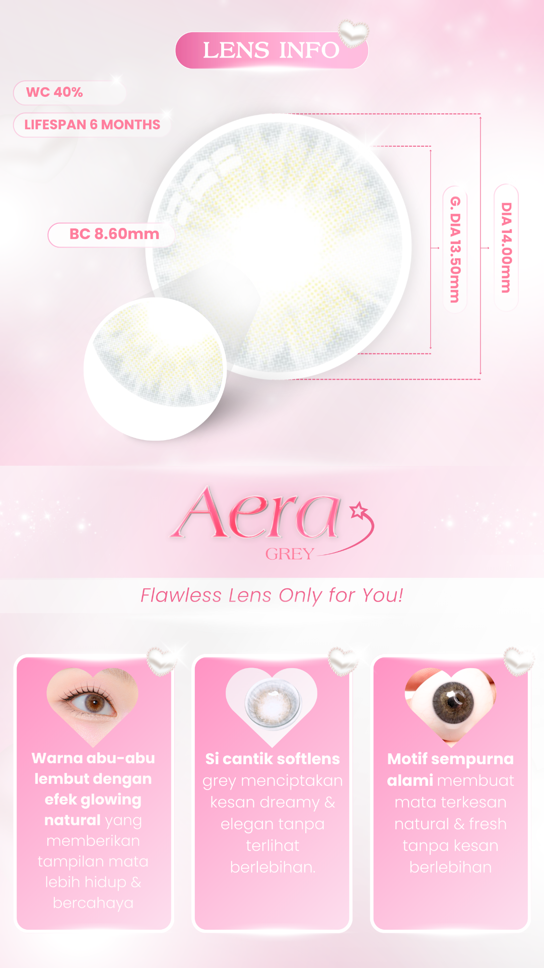 PINKRABBIT SOFTLENS AERA GREY - Normal, Minus 0.5 S/D 10.00 (1PCS/Sebelah) / Softlens / Soft Lens / Lensa Kontak / Soflen / Softlens normal minus / Lensa mata / Softlense #softlensnyaman #softlensnyamanbikincantik