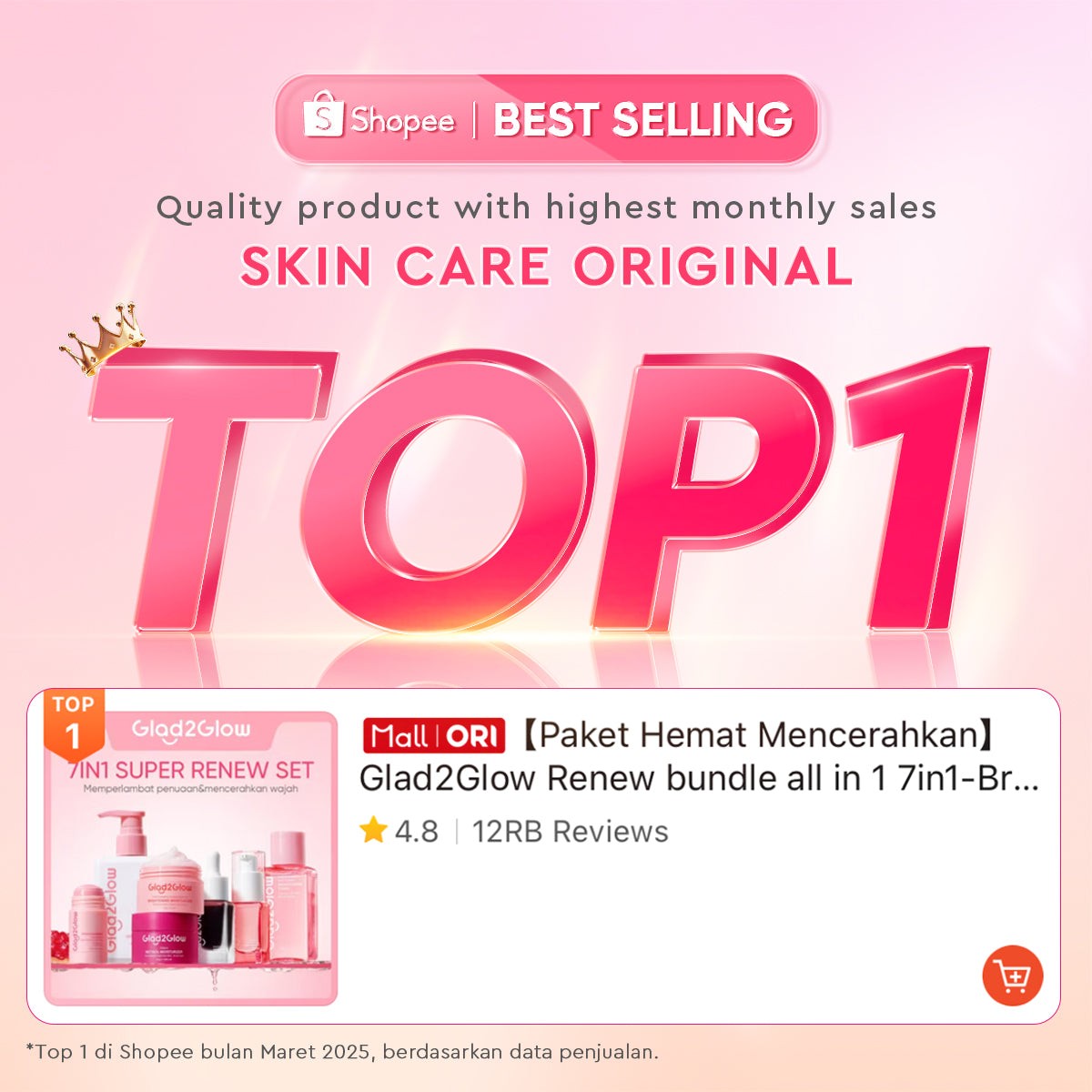 [Cocok Untuk Pemula] Glad2Glow Cerah Glowing Bundle all in 1 7in1-Brightening Moisturizer+Serum+Cleanser+toner+Peeling solution+Retinol 10%Niacinamide skincare paket pembersih perawatan kulit mencerahkan warna kulit pelembab wajah g2glow official store