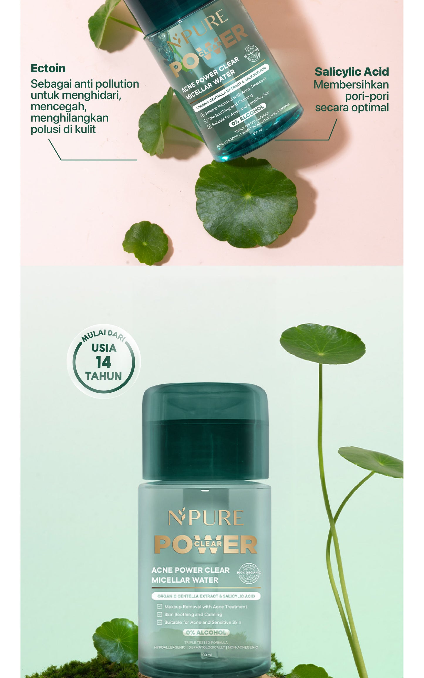 NOT FOR SALE - NPURE ACNE POWER CLEAR MICELLAR WATER 100ml / Micellar No Alcohol / SLS Free 100ml