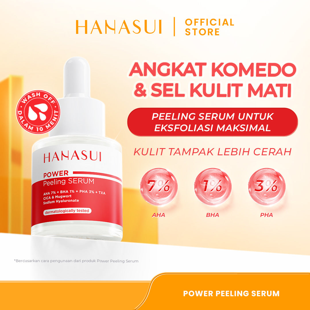 Hanasui Power Peeling Serum -  Eksfoliasi Wajah Mencerahkan, Angkat Sel Kulit Mati Komedo, Kulit Tidak Iritasi Kering