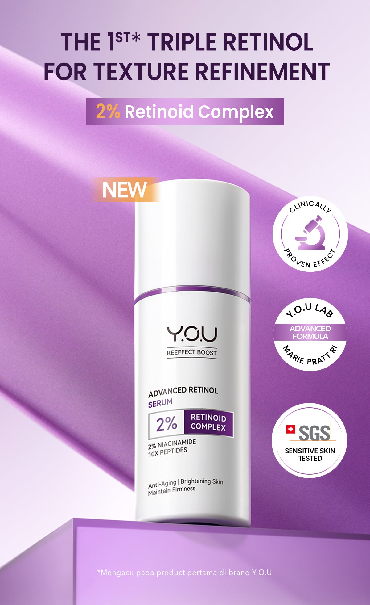 YOU Retinol 2pcs Set Advanced Retinol Serum 15ml + Renewal Retinol Moisturizer Anti aging Retinol Paket kulit cerah Brightening Dark spot noda hitam Memperbaiki tekstur kulit Anti aging Menyamarkan mencegah kerutan dan garis halus