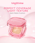 Glad2Glow 2lN1 VELVET MAKEUP SET-LOOSE POWDER+CUSHION Coverage Tinggi Second Skin Flawless Semi Matte Transferproof Tahan Lama instan Blurring Minyak Extract Air Blurry Technology