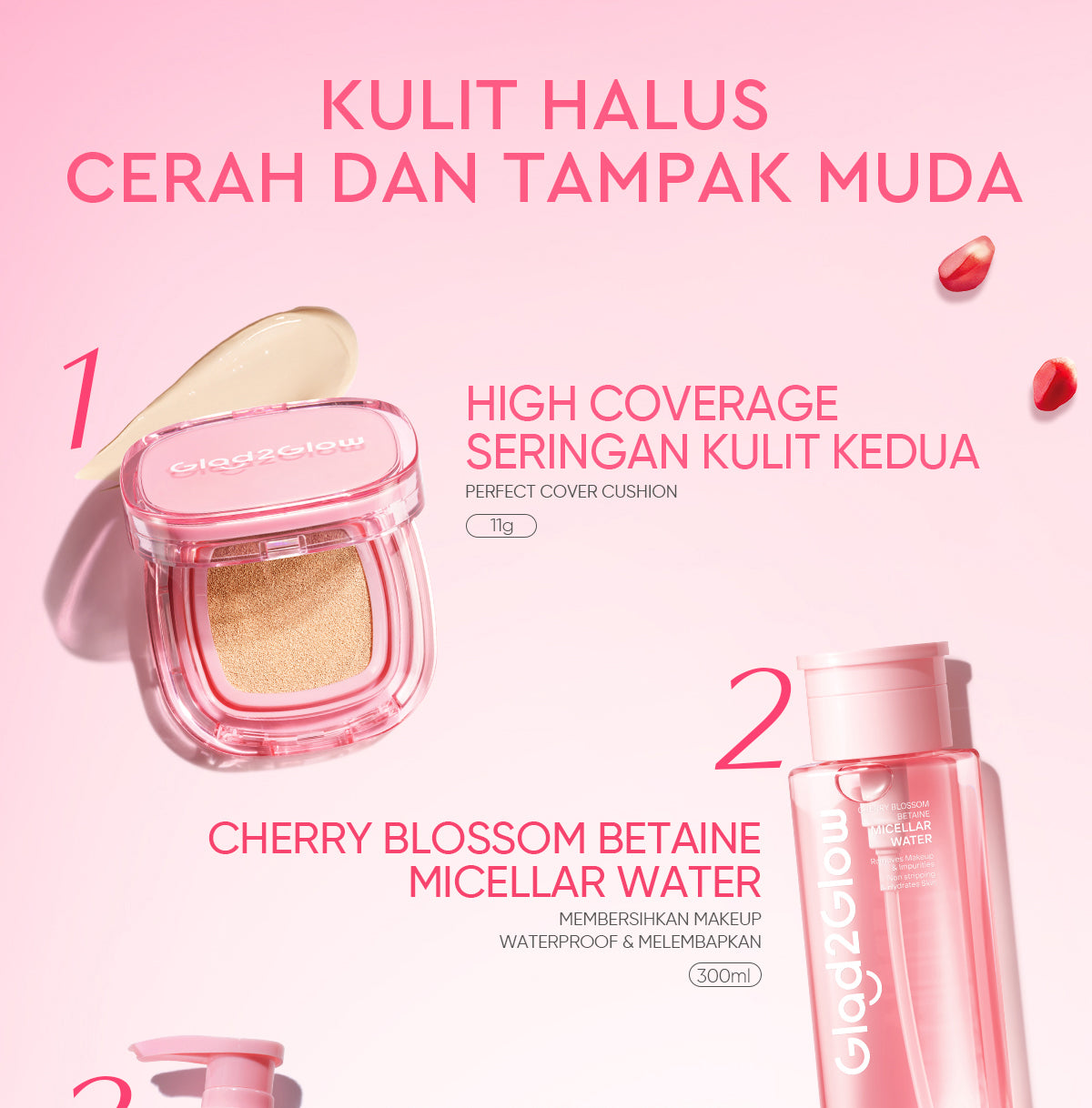 Glad2Glow Perfect Cover Cushion Foundation Waterproof Make Up Setting Concealer BB Cream Tahan Lama Hingga 12 Jam Hasil Akhir Glowing Dan Menyatu Dengan Warna Kulit Tekstur Ringan Di Wajah Full Coverage Velvet To Matte g2glow official store