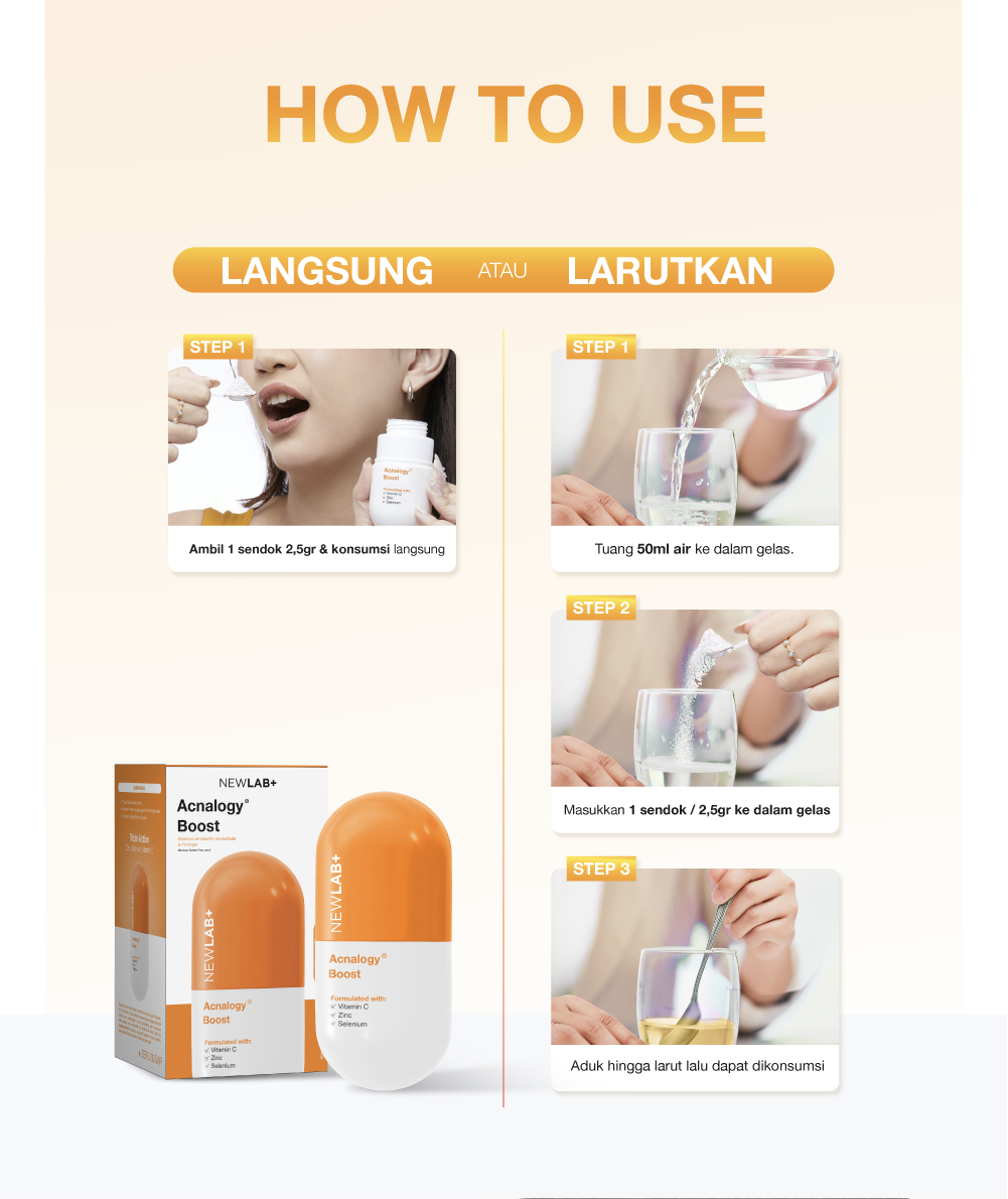 NEWLAB Acnalogy Boost || Acne Supplement || Minuman untuk Pereda Jerawat dan Bekasnya || Obat Jerawat dan Bruntusan 50gr