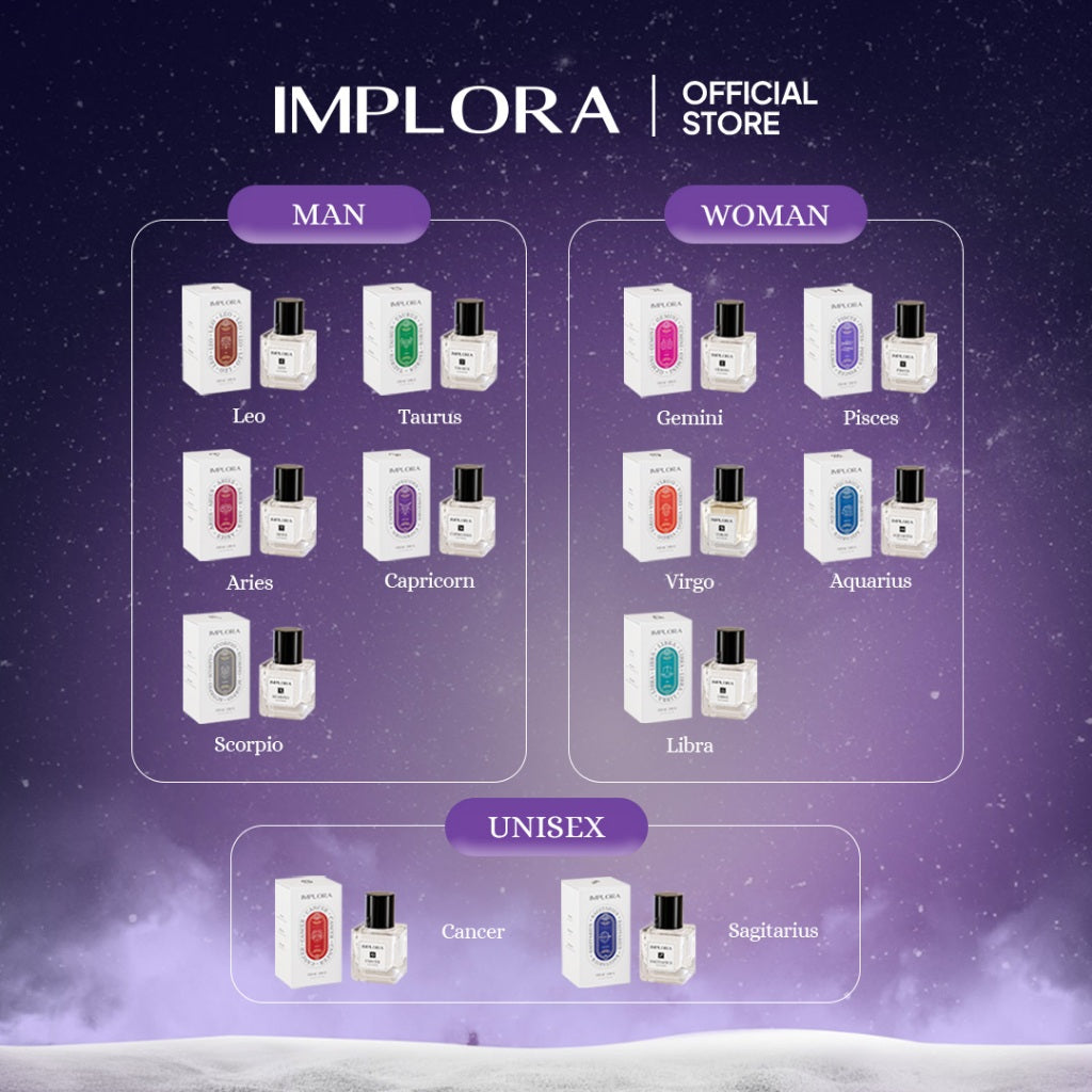 Implora Zodiac Series Eau De Parfum | Tahan Lama | Sweet Fresh Woody