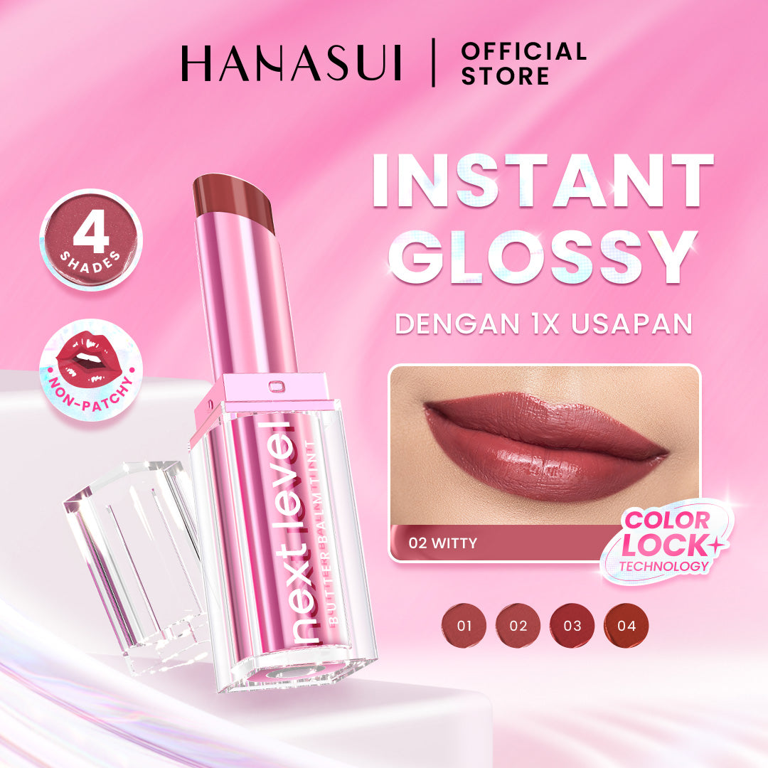 Hanasui Next Level Butter Balm - Color Butter Balm Tinted Lip Balm Melembabkan & Mencerahkan Bibir Lightweight & Cover Bibir Gelap Beauty Hyper Gloss Lip Balm