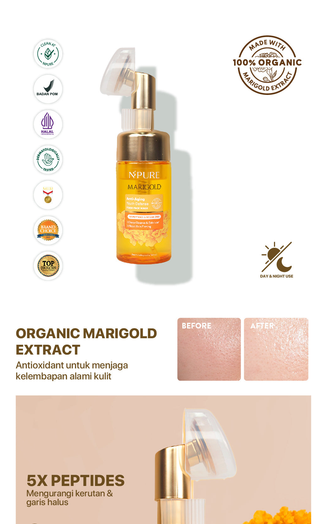 MARIGOLD FACE WASH - NPURE Facial Wash Marigold/ Deep-Cleanse / Anti Aging Facial Wash / Sabun Wajah Natural