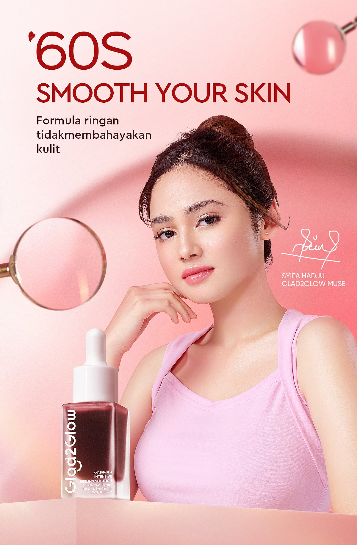 Glad2Glow Peeling Solution Serum Eksfoliasi Wajah 60S Menghaluskan Kulit Anda AHA BHA PHA Intensive serum vitamin c serum wajah white serum wajah glowing dan putih peeling exfoliating serum niacinamide Bahkan warna kulit kulit halus g2glow official store