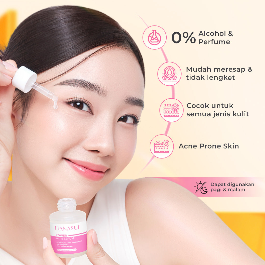 Hanasui Power Acne Serum - Jerawat & Beruntusan Menenangkan & Kurangi Produksi Minyak Salicylic Acid dan Glycolic Acid