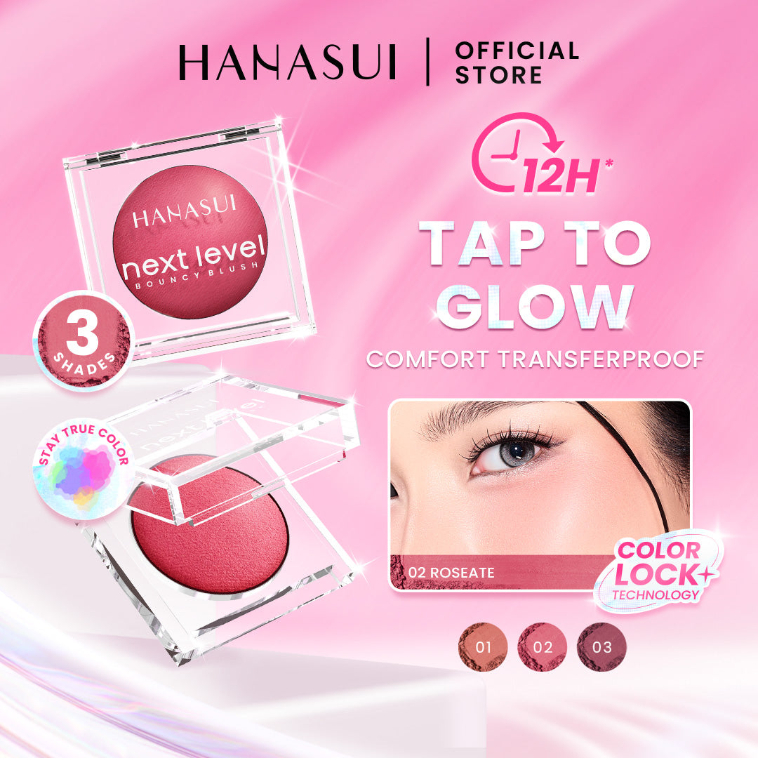 Hanasui Next Level Bouncy Blush - Super Bouncy Blush Long Lasting Blendable Easy To Use Powder Blush Bounce And Blush Kekinian
