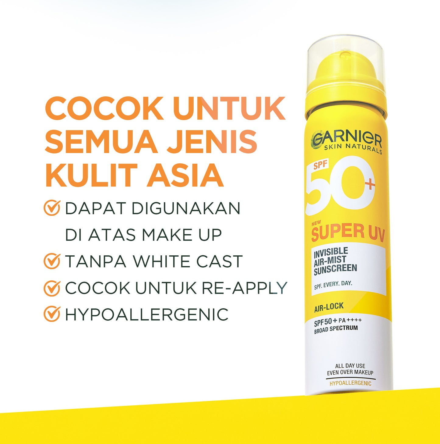 (PAKET HEMAT ISI 3) GARNIER Super UV Invisible Air-Mist Sunscreen Spray SPF 50+ PA++++ Micellar Pink Sakura Glow Water Gel Skin Barrier Repair Daily Cleanser Moisturizer Protection Essentials Bundle - 75 ml + 50 ml + 125 ml