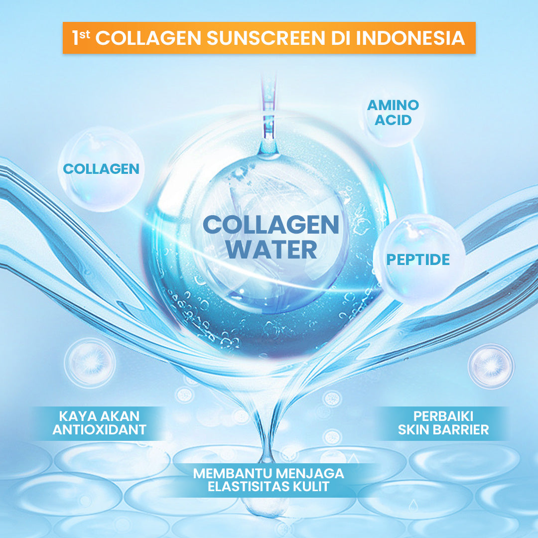 Hanasui Collagen Water Sunscreen SPF 50 - Ringan & Menenangkan Kulit No Whitecast Tidak Kusam Berminyak