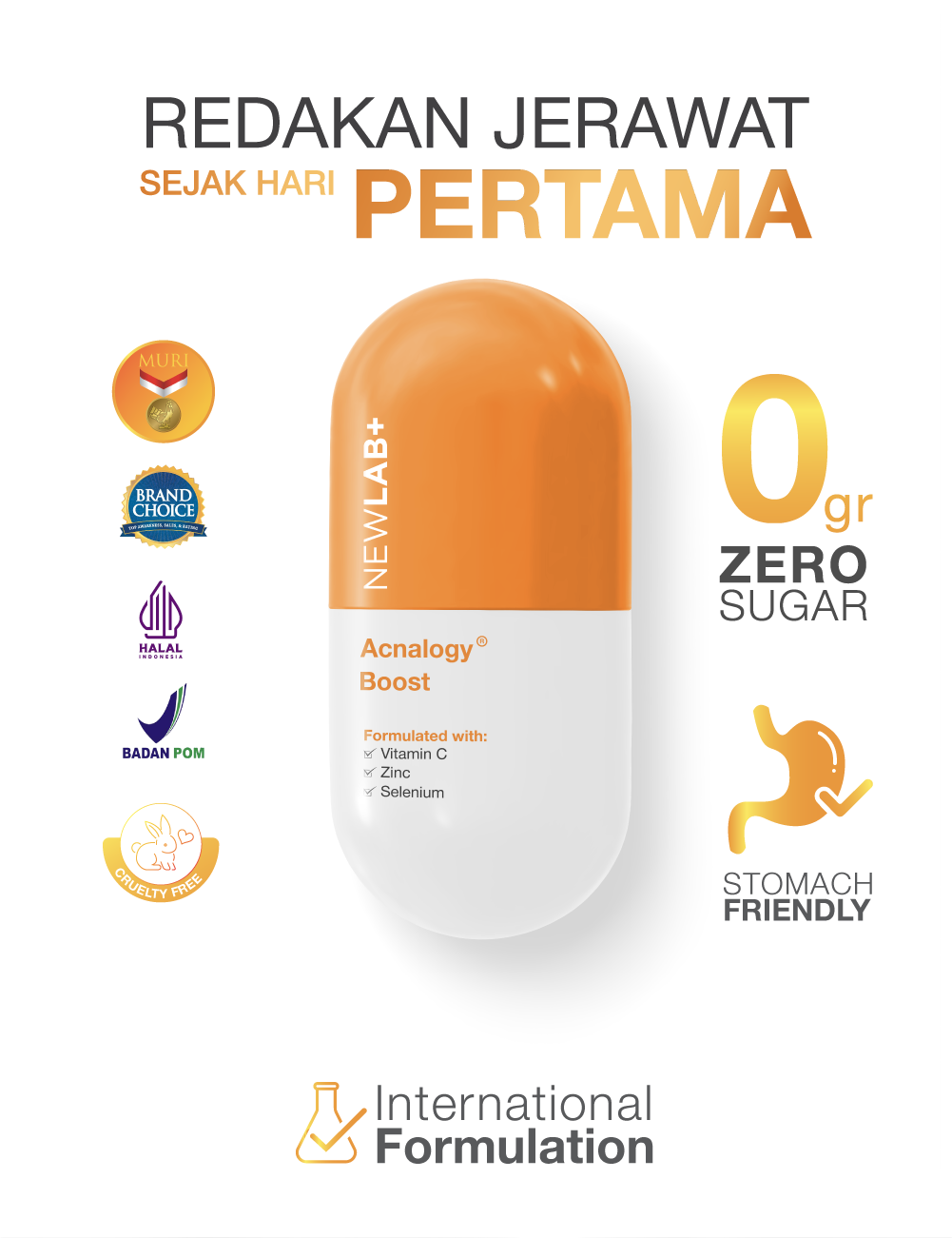 NEWLAB Acnalogy Boost || Acne Supplement || Minuman untuk Pereda Jerawat dan Bekasnya || Obat Jerawat dan Bruntusan 50gr