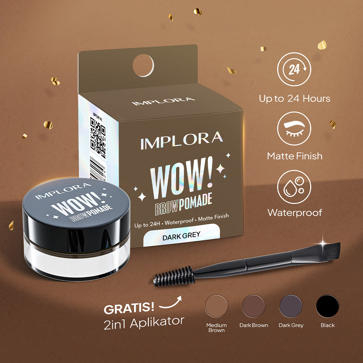 Implora Wow Brow Pomade | Eyebrow Pomade | Spoolie dan Kuas Alis