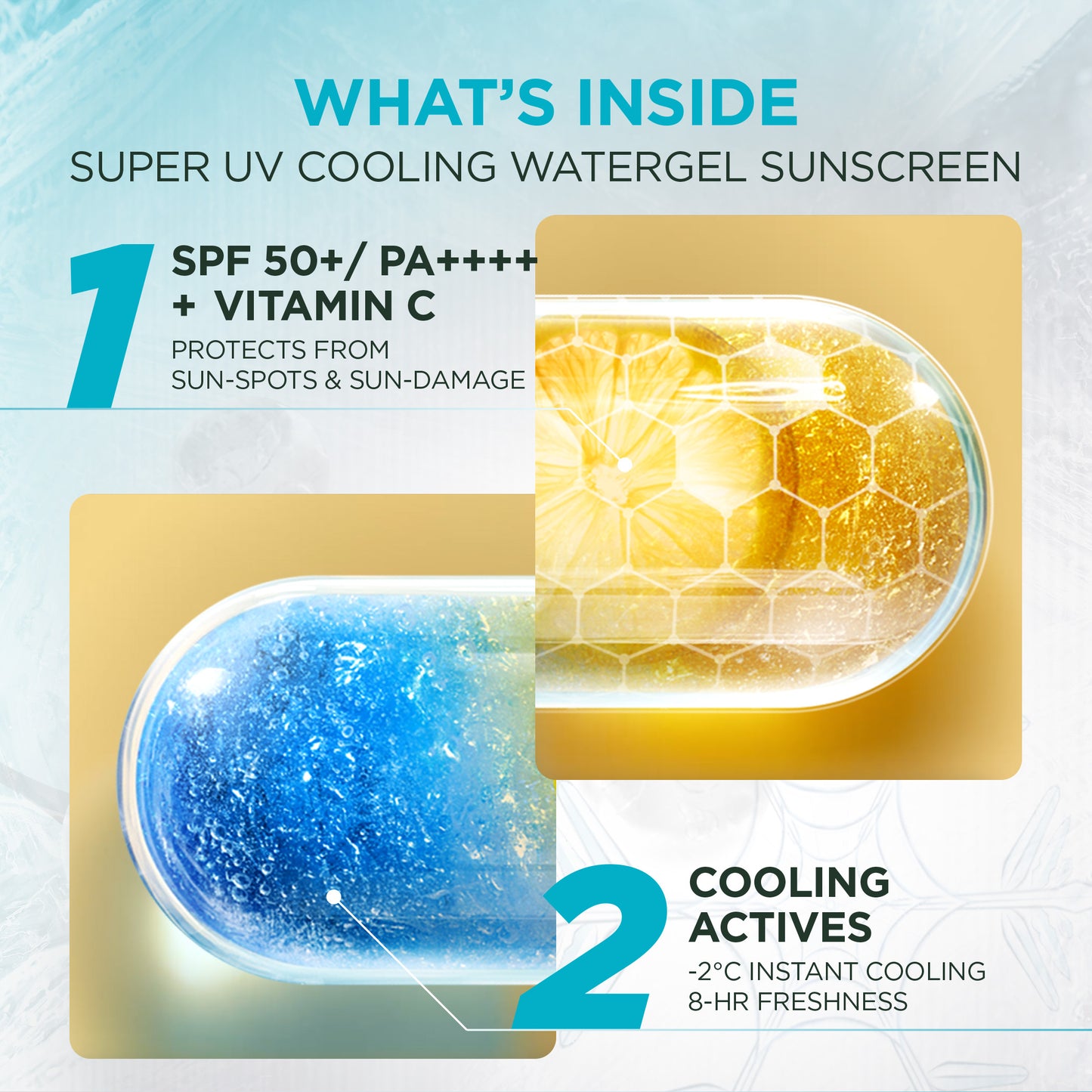GARNIER Super UV Cooling Watergel Sunscreen SPF 50+ PA++++ Vitamin C Skincare - 30ml Sunscreen dengan sensasi dingin sunscreen spf 50 pa ++++