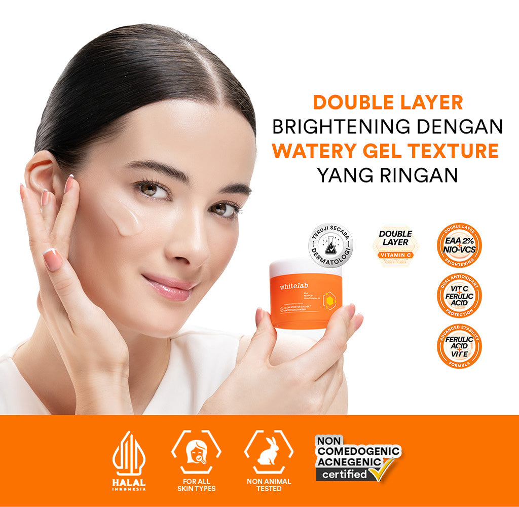 Whitelab Glow Booster C-Dose+ Water Moisturizer - Pelembap Pencerah Wajah, Menghidrasi dengan Hyaluronic & Tekstur Ringan [BPOM]