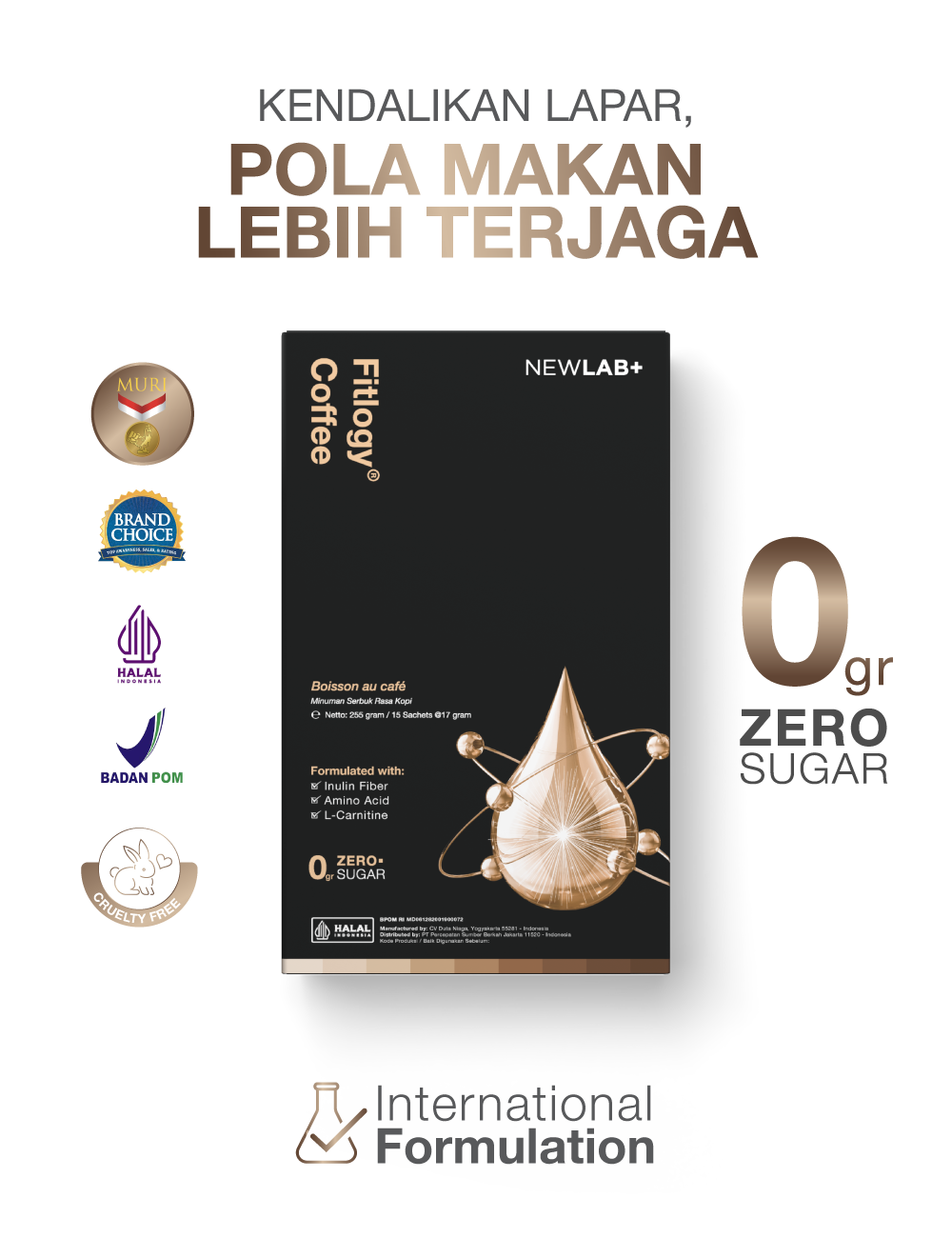 NEWLAB Fitlogy Coffee | Kopi Sehat untuk Kontrol Berat Badan & Gut Health | L-Karnitin & Garcinia Pelangsing Badan  15 Sachet
