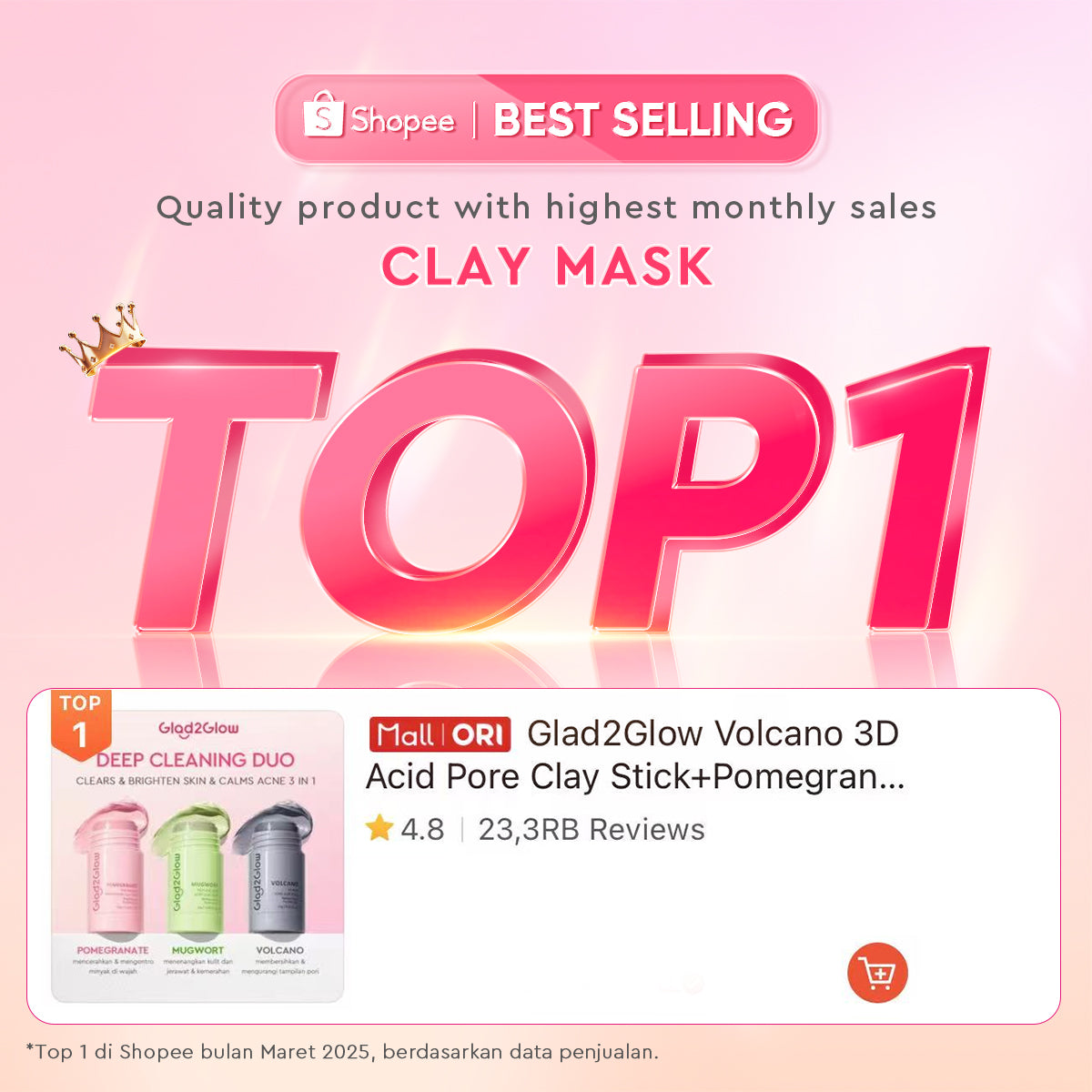 [DISKON 60%]Glad2Glow Clay Stick&Face Mask Complete Series-Pomegranate Brightening/Mugwort Salicylic Acid Acne/ Volcano 3D Acid Pore-masker Packs Masker Wajah Sheet Mask mask sleeping mask mugwort mask acne masker komedo g2glow official store