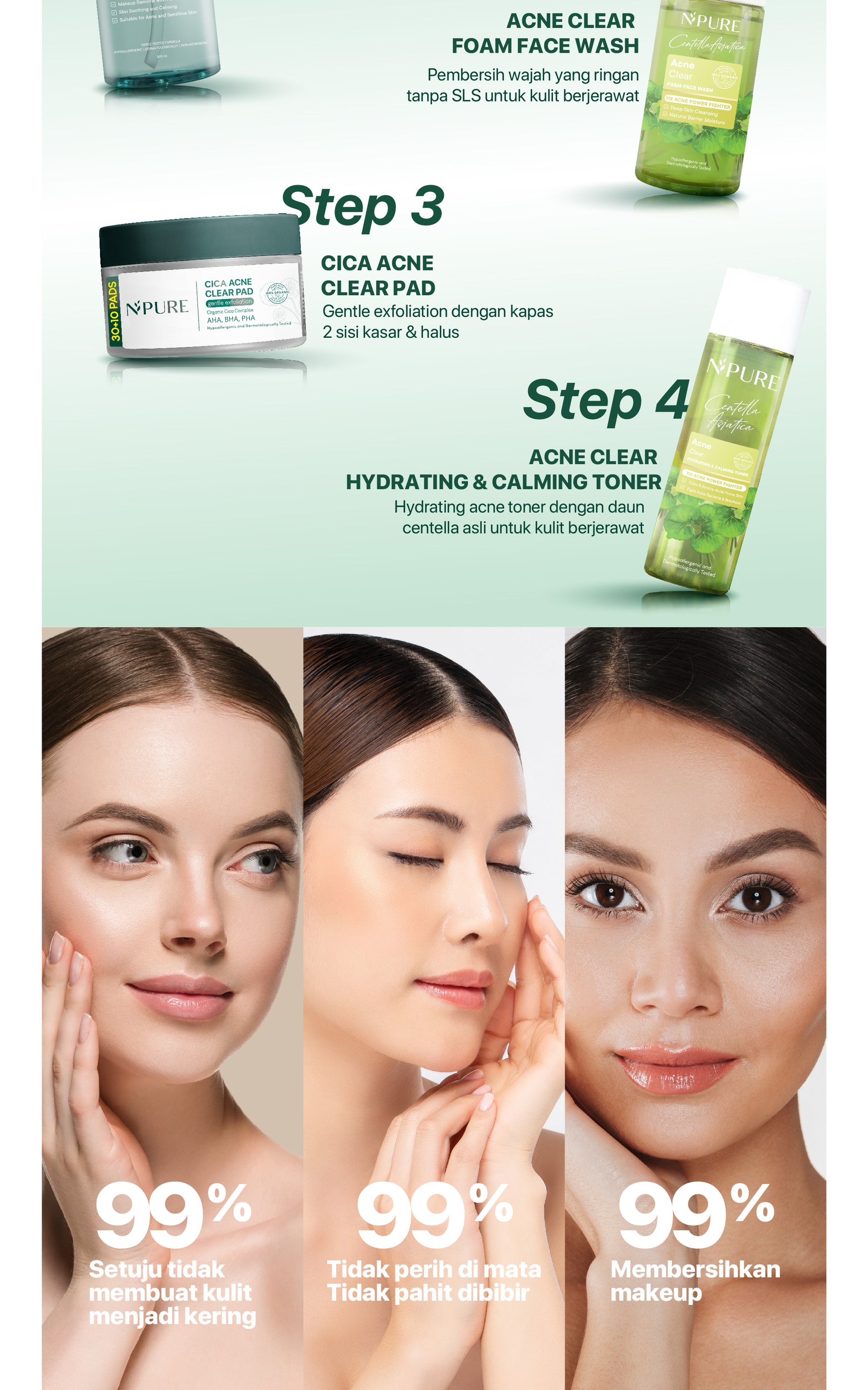 MICELLAR ALL VARIANT - NPURE Acne Power Clear Micellar Water 300ML / Micellar No Alcohol / SLS Free