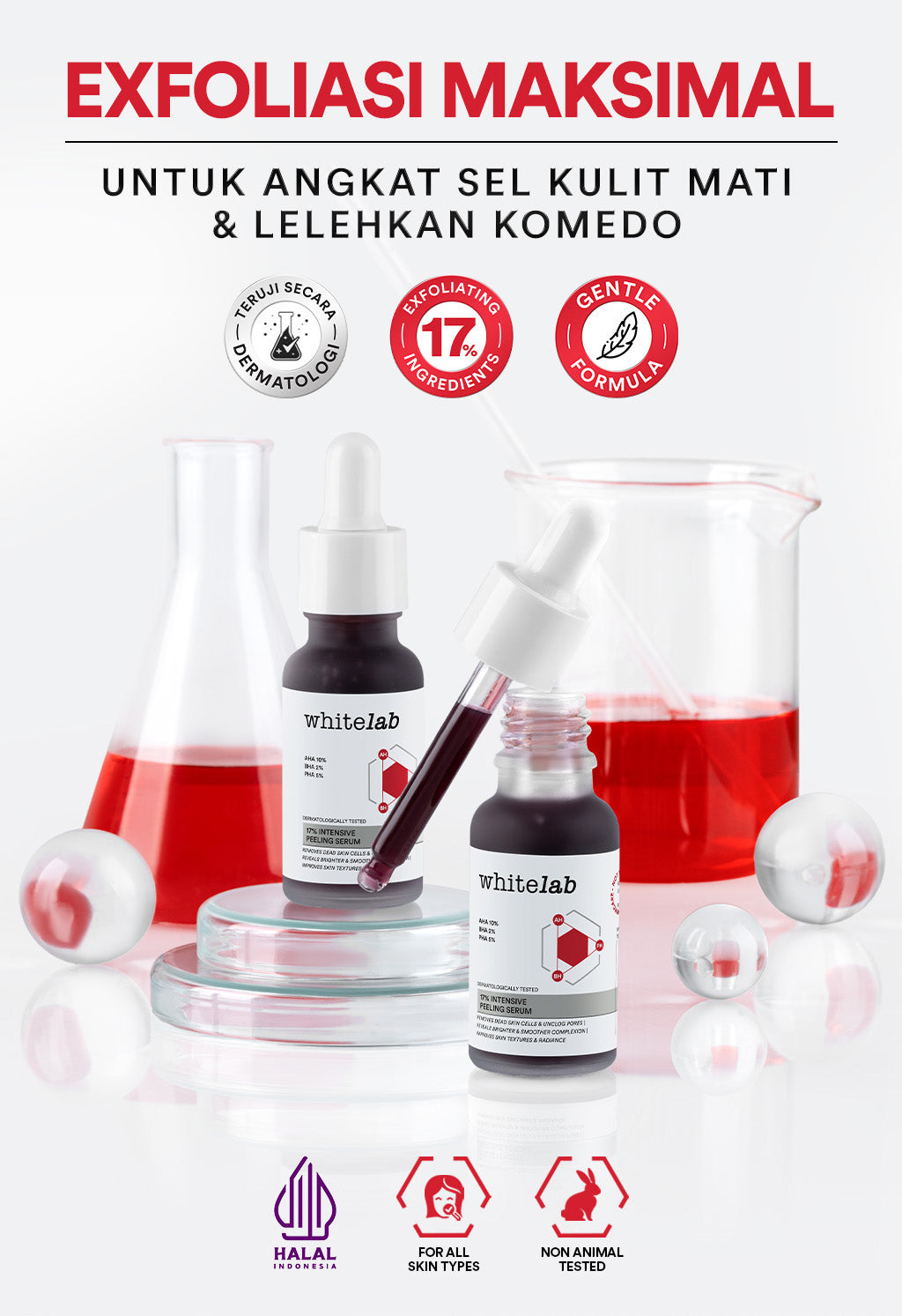 Whitelab 17% Intensive Peeling AHA BHA PHA Serum - Serum Eksfoliasi Pengangkat Sel Kulit Mati Memperbaiki Tekstur Kulit Sebum Melting Komedo [BPOM]