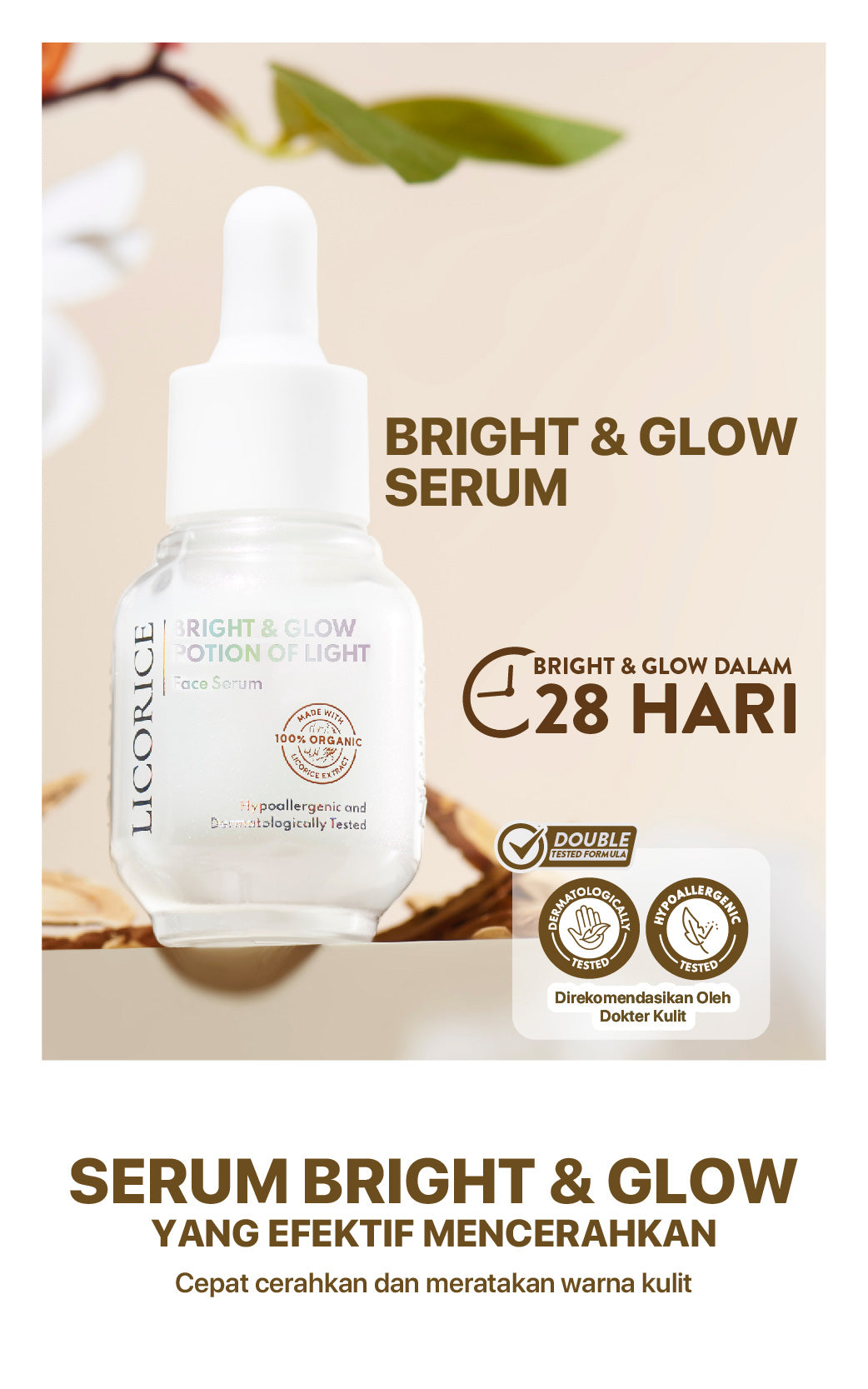 NPURE Licorice Bright & Glow Potion Of Light Face Serum 20ml / Potion of Light / Brightening Serum / Serum Brightening / Wajah Cerah Glowing Flek Hitam / Aman Bumil Busui