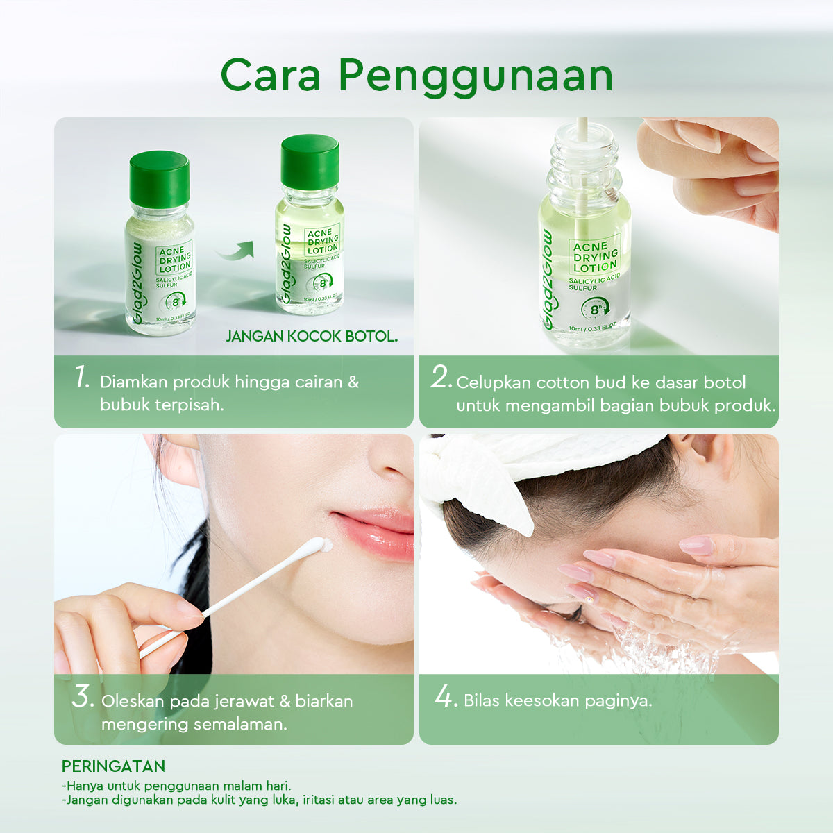GLAD2GLOW Acne Drying Lotion Mengeringkan Jerawat 8 Jam Dengan Sulfur BHA & Bahan Alami Instant Acne Care Acne Gel Patch Spot Jerawat Serum Moisturizer Acne Skincare Wajah face wash facial Salicylic Acid Niacinamide g2glow official store