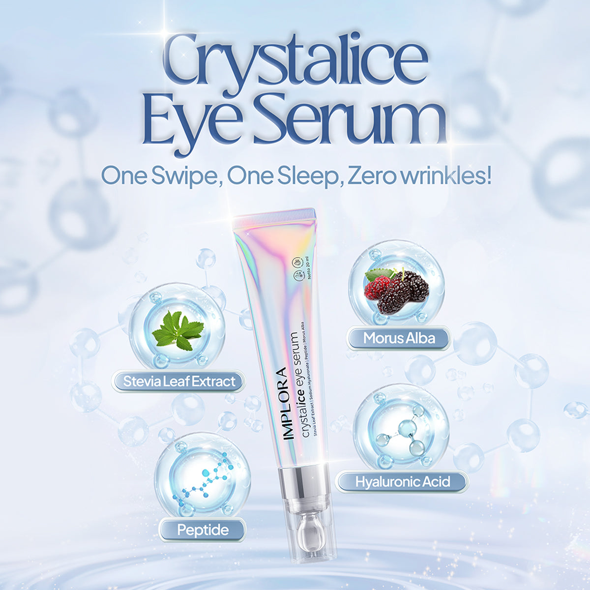 Implora Crystalice Eye Serum | Mengurangi mata panda | Mencerahkan dan melembapkan area mata | Mencegah Kerutan