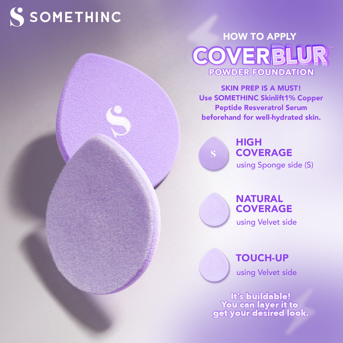 SOMETHINC Copy Paste COVERBLUR Powder Foundation - Seamless Powder Foundation Dengan Formula Zero-Cakey, Zero-Cracky, Dan Zero-Pores*| Coverage Medium to Full, Mampu Meratakan Warna Wajah, Memperkecil Tampilan Pori, Dan Menghaluskan Tekstur Wajah