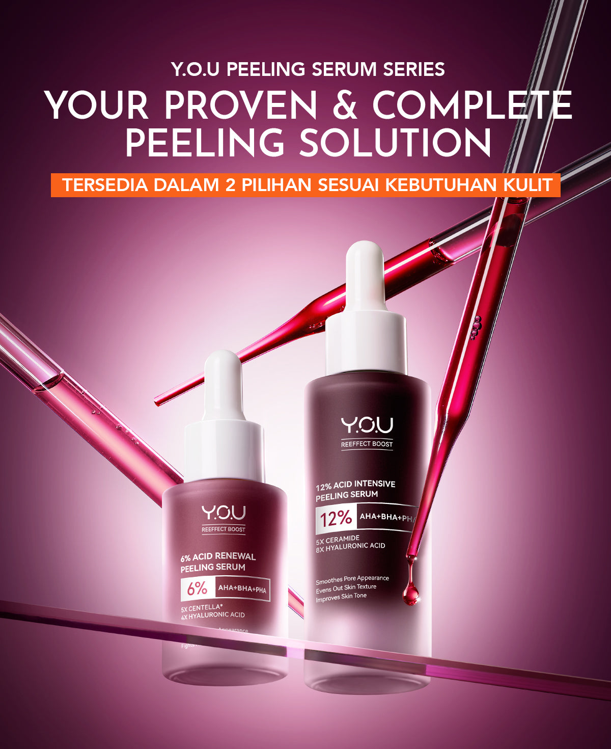 YOU 12% ACID INTENSIVE PEELING SERUM 1.5ML*5 [TRAVEL SIZE] | AHA BHA PHA |Eksfoliasi Kulit Cerah Halus | Pori Besar