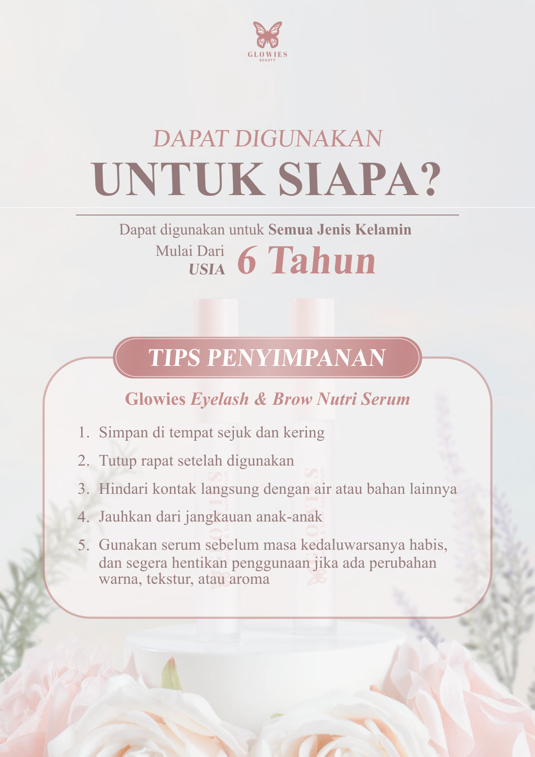 Glowies Serum Bulu Mata Serum Bulu Mata dan Alis 4 ml Eyelash & Brow Nutri Serum Free Gifts Cermin & Pengukur Bulu Mata | Water Based Serum |
