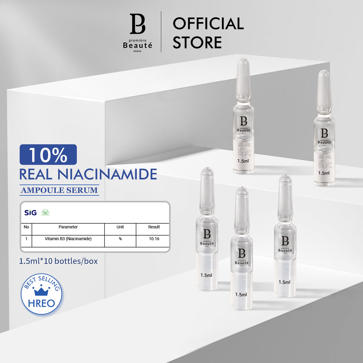 PREMIERE BEAUTE New Formula New Booster  Activation 10%  Niacinamide Whitening Ampoule 10x1.5ml 2% ALPHA-ARBUTIN Effectively Whiten Facial Serum & Essence  BPOM