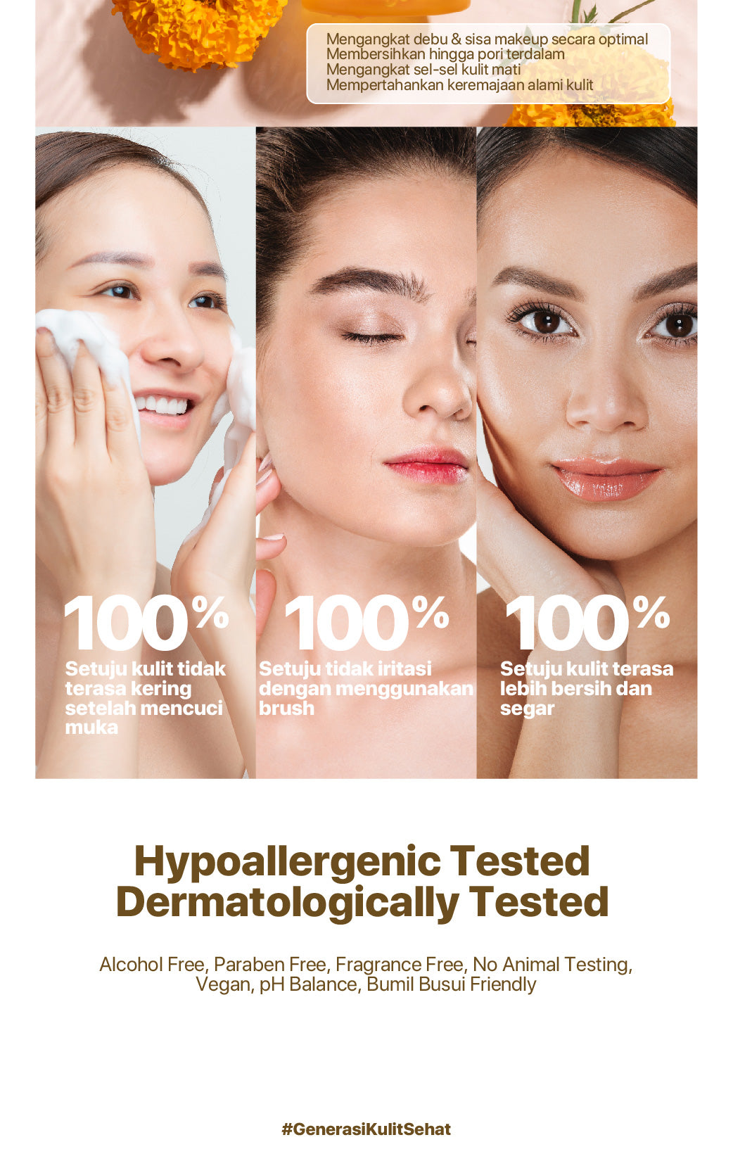 NPURE Facial Wash Marigold/ Deep-Cleanse / Anti Aging Facial Wash / Sabun Wajah Natural