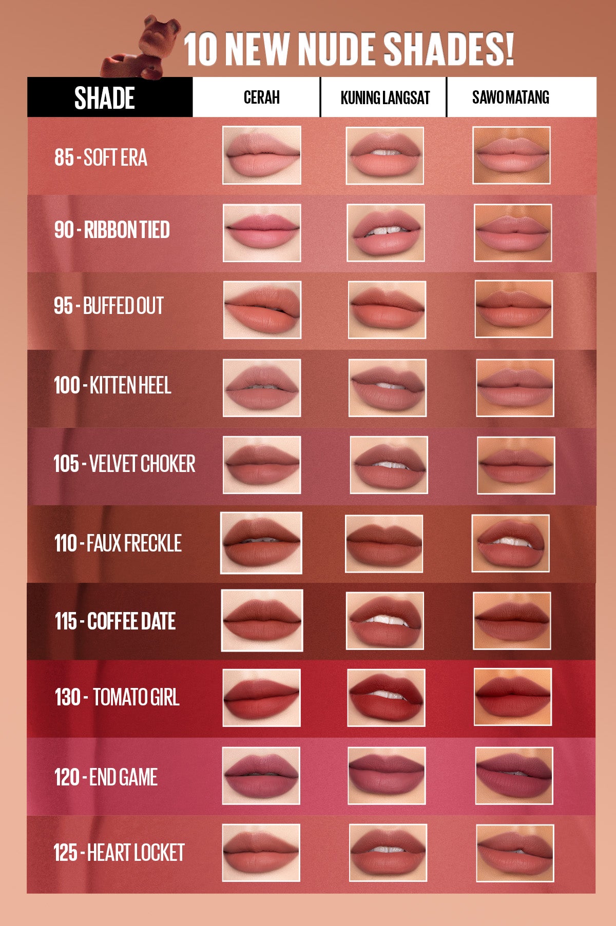 MAYBELLINE OFFICIAL Superstay Teddy Tint 5 mL - Teddy Soft Matte Tahan 12 Jam Lipstick Lipcream Lipstik Perfect Lip Tint