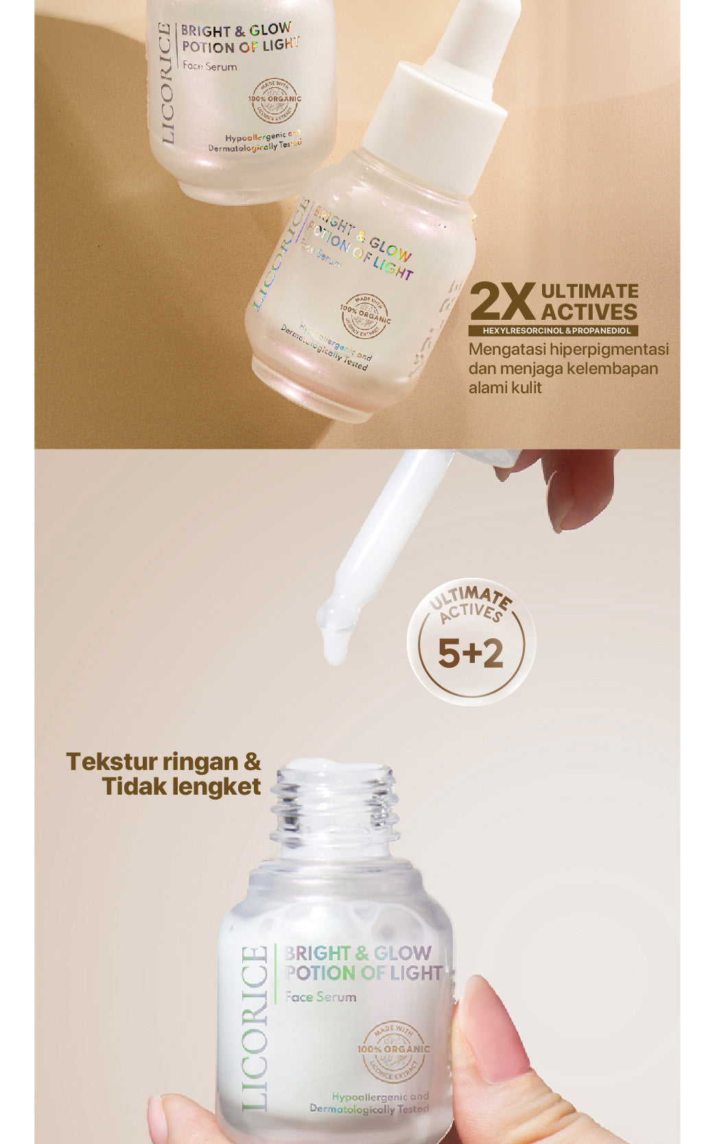 NPURE Licorice Bright & Glow Potion Of Light Face Serum 20ml / Potion of Light / Brightening Serum / Serum Brightening / Wajah Cerah Glowing Flek Hitam / Aman Bumil Busui