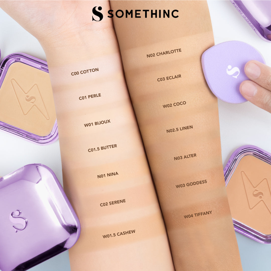 SOMETHINC Copy Paste COVERBLUR Powder Foundation - Seamless Powder Foundation Dengan Formula Zero-Cakey, Zero-Cracky, Dan Zero-Pores*| Coverage Medium to Full, Mampu Meratakan Warna Wajah, Memperkecil Tampilan Pori, Dan Menghaluskan Tekstur Wajah