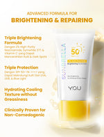 YOU Sunbrella 2% Niacinamide Brightening Sunscreen Cooling Sunscreen Sunscreen Sensasi Dingin Sunscreen SPF 50